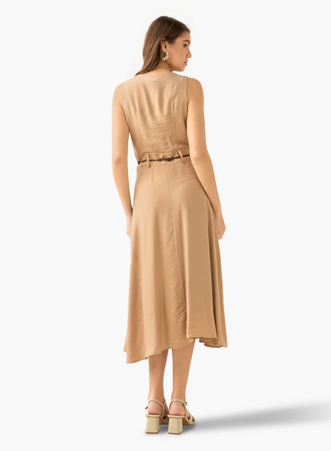Splash FAV  Midi Shirt Dress with Belt for Women | Best Price UAE